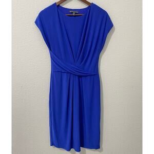 Adrianna Papell Dress Womens Size 10 Blue Midi Short Sleeve Professional
